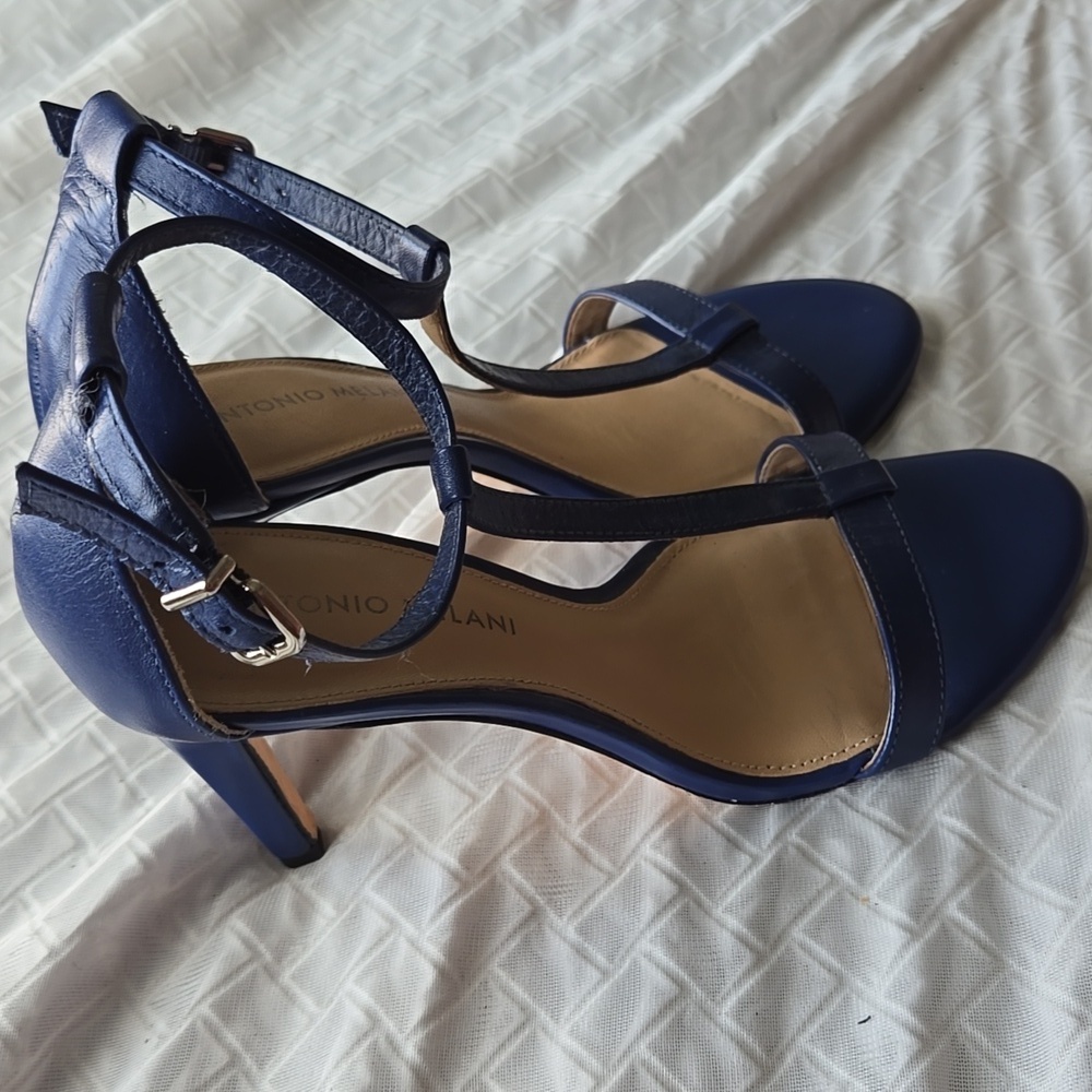 Antonio Melani Elegant Blue Ankle T Strap High Heel Sandals Summer Shoes